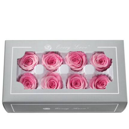 Grade A Preserved Flower Rainbow Color Gradient Rose Head 4-5cm 8 pcs