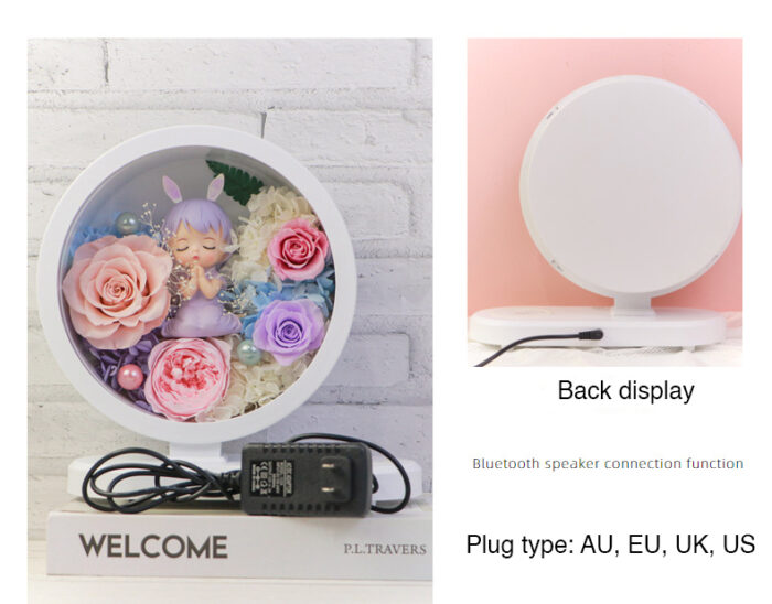 Preserved Flower Bluetooth Speaker Wireless Charging Three-color Table Lamp Birthday Gift Wedding Gift - Image 5