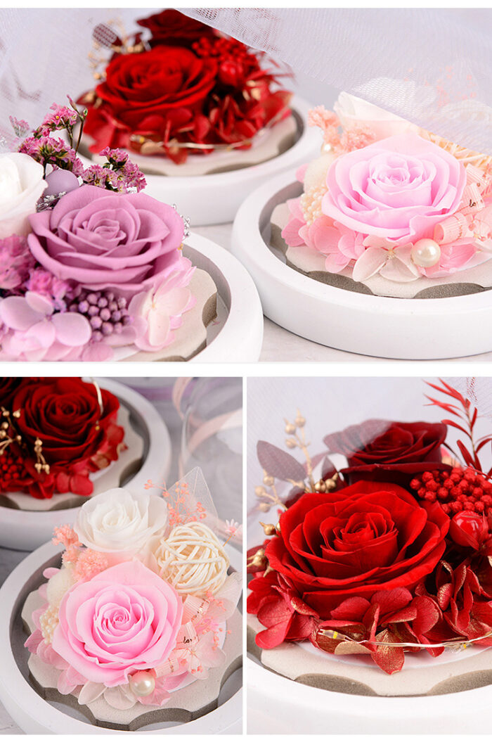 Eternal flower heart glass cover rose Christmas Eve gift Valentine's Day gift - Image 6