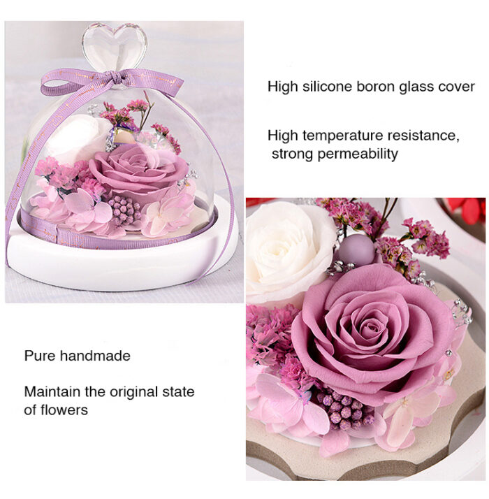 Eternal flower heart glass cover rose Christmas Eve gift Valentine's Day gift - Image 8