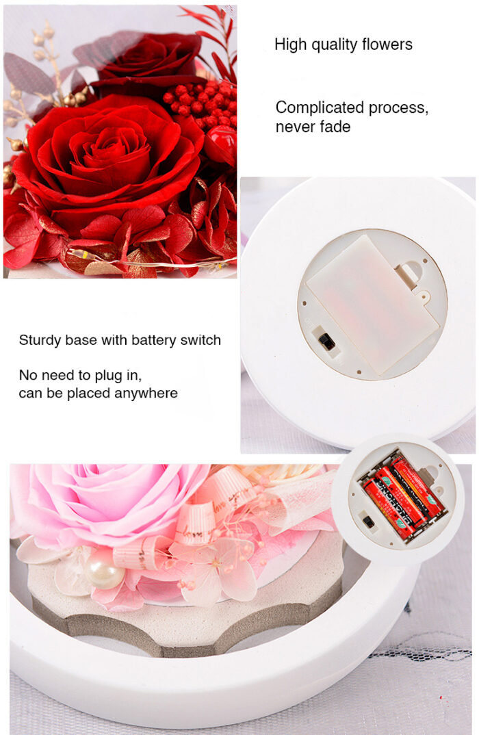 Eternal flower heart glass cover rose Christmas Eve gift Valentine's Day gift - Image 7