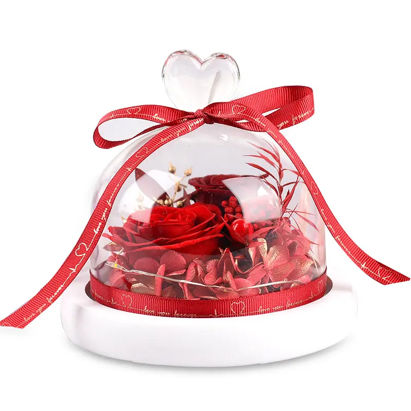 Eternal flower heart glass cover rose Christmas Eve gift Valentine's Day gift