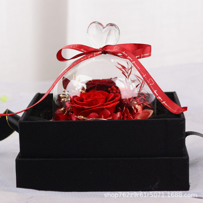 Eternal flower heart glass cover rose Christmas Eve gift Valentine's Day gift - Image 5