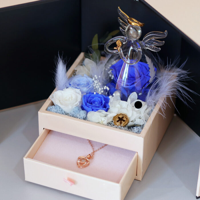 Eternal flower rose moss bear angel double open surprise jewelry box - Image 18
