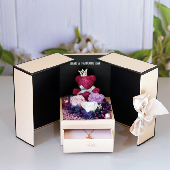 Eternal flower rose moss bear angel double open surprise jewelry box - Image 19