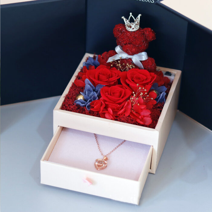 Eternal flower rose moss bear angel double open surprise jewelry box - Image 20