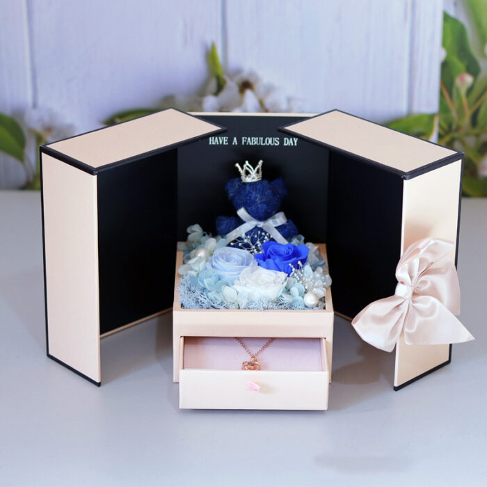 Eternal flower rose moss bear angel double open surprise jewelry box - Image 12