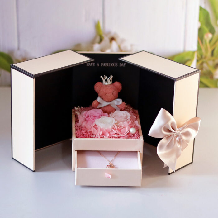 Eternal flower rose moss bear angel double open surprise jewelry box - Image 7