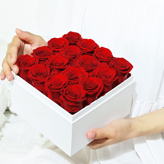 Eternal roses in acrylic square box 16 Valentine's Day gift - Image 1