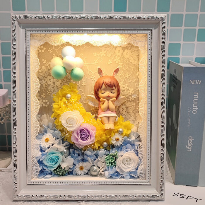 Preserved Flower Photo Frame Table Lamp Night Light - Image 4